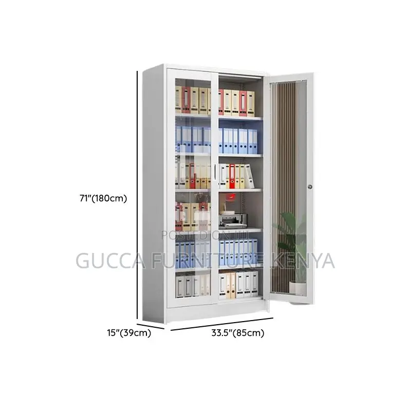 Office Cabinets: Steel Office Storage Unit With 2-Glass Door