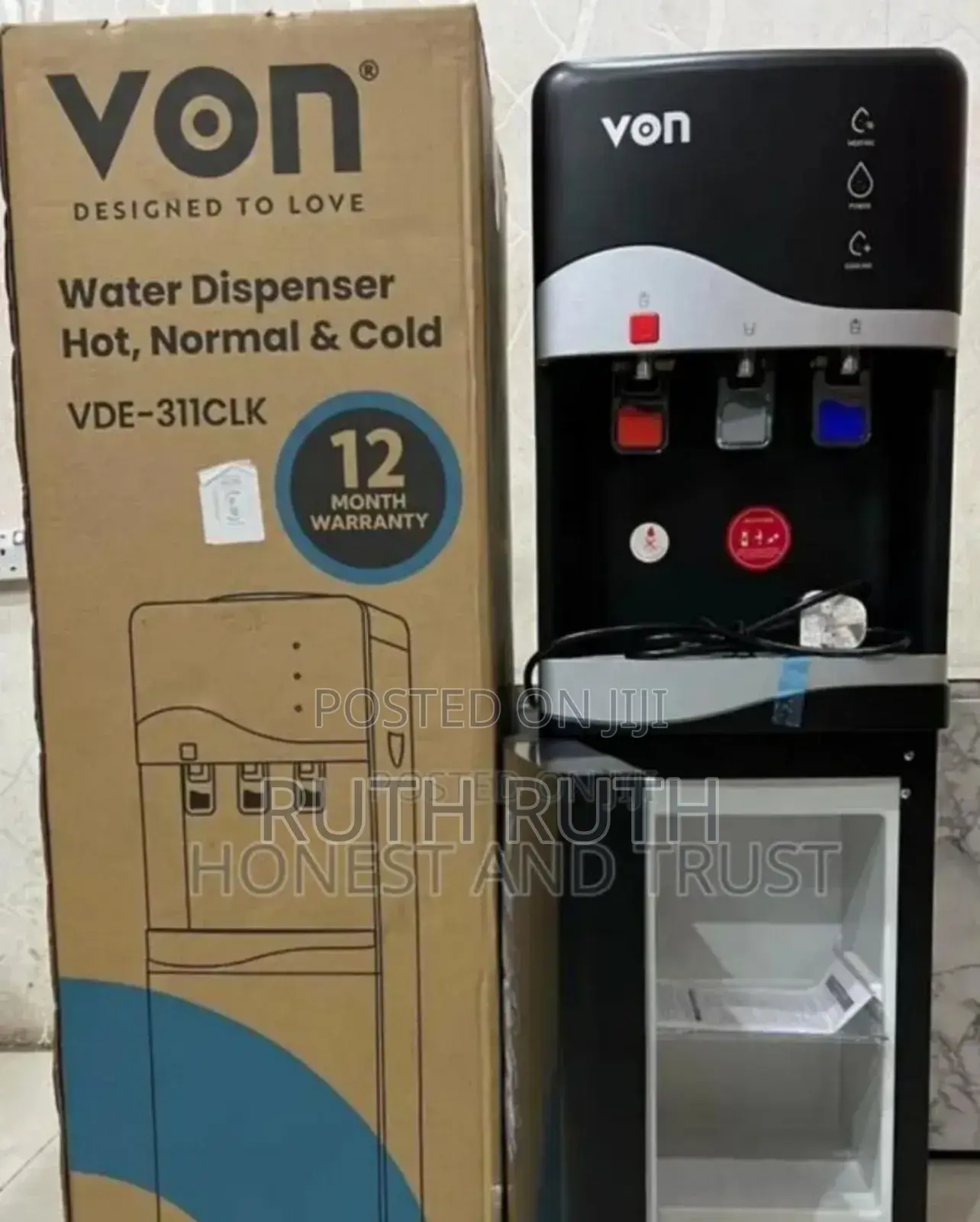Black Model Hot Cold and Normal Von Water Dispenser