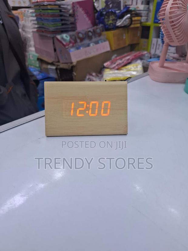 Digital Clock With Wooden Case