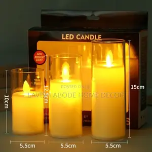 Led Clear Candles Set of 3