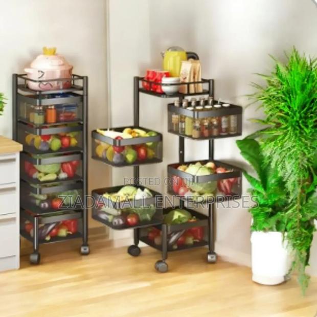 Rolling Fruit Vegetable Storage Tower With Mesh Baskets - main view
