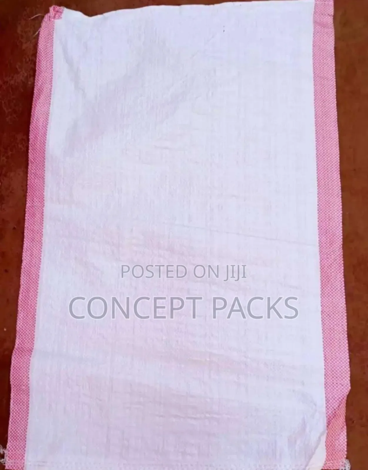50pcs 50kgs White Gunia(Gunny Bags) With Red Strip