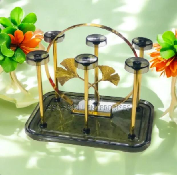 Circular Shot Glass Holder With Ginkgo Leaf Design - main view