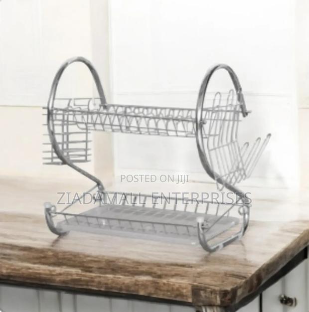 Compact Chrome Dish Rack With Dual-Level Drying Space - main view
