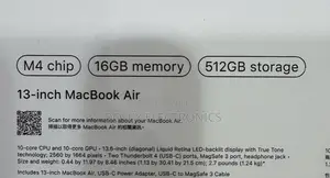 New Laptop Apple MacBook Air 16GB Apple M4 SSD 512GB