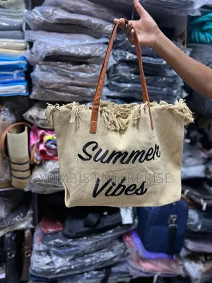 Beige Color Summer Vibes Tote*Bags at 1200