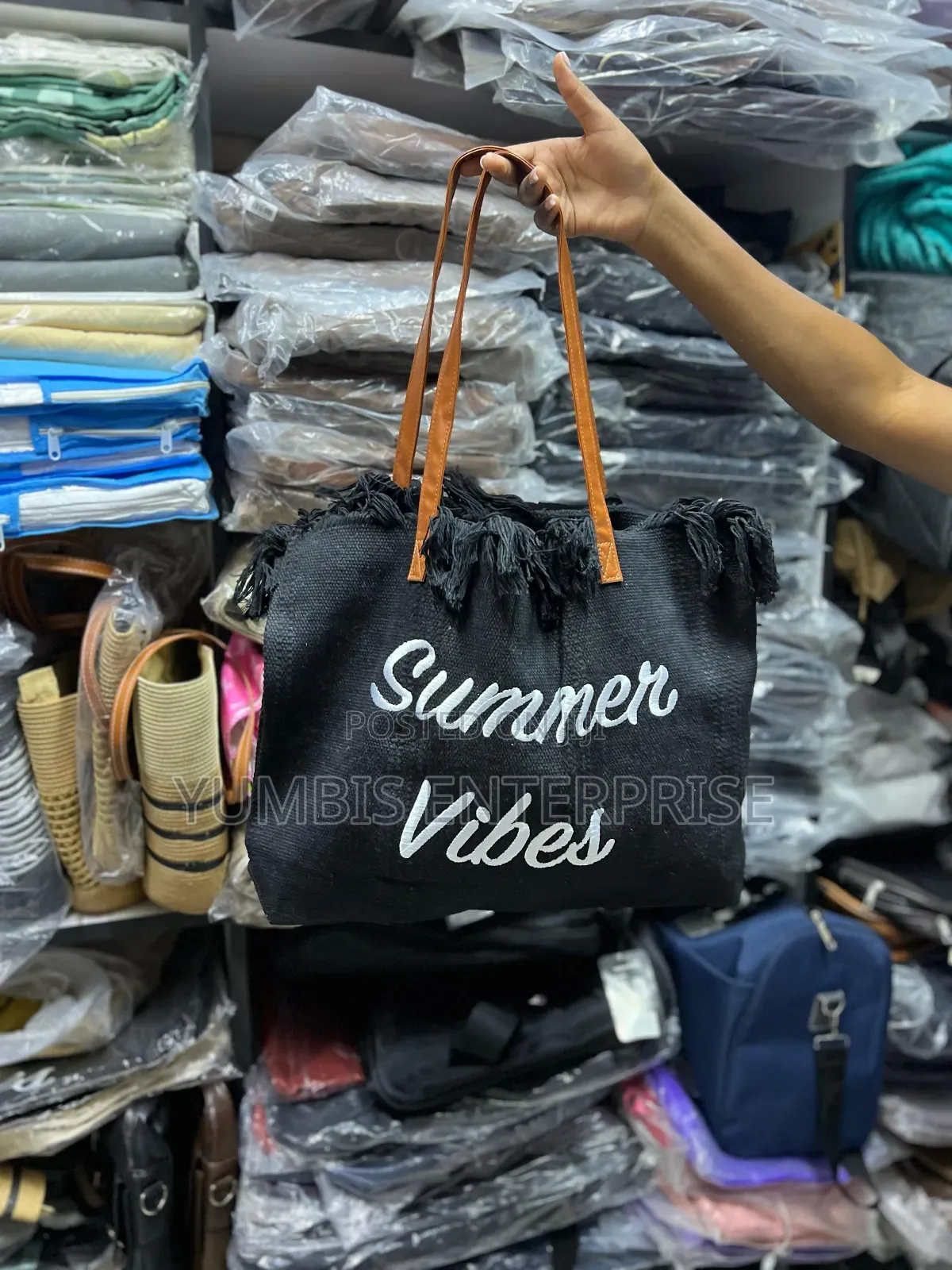 Black "Summer Vibes " at 1200 Tote -Bags-