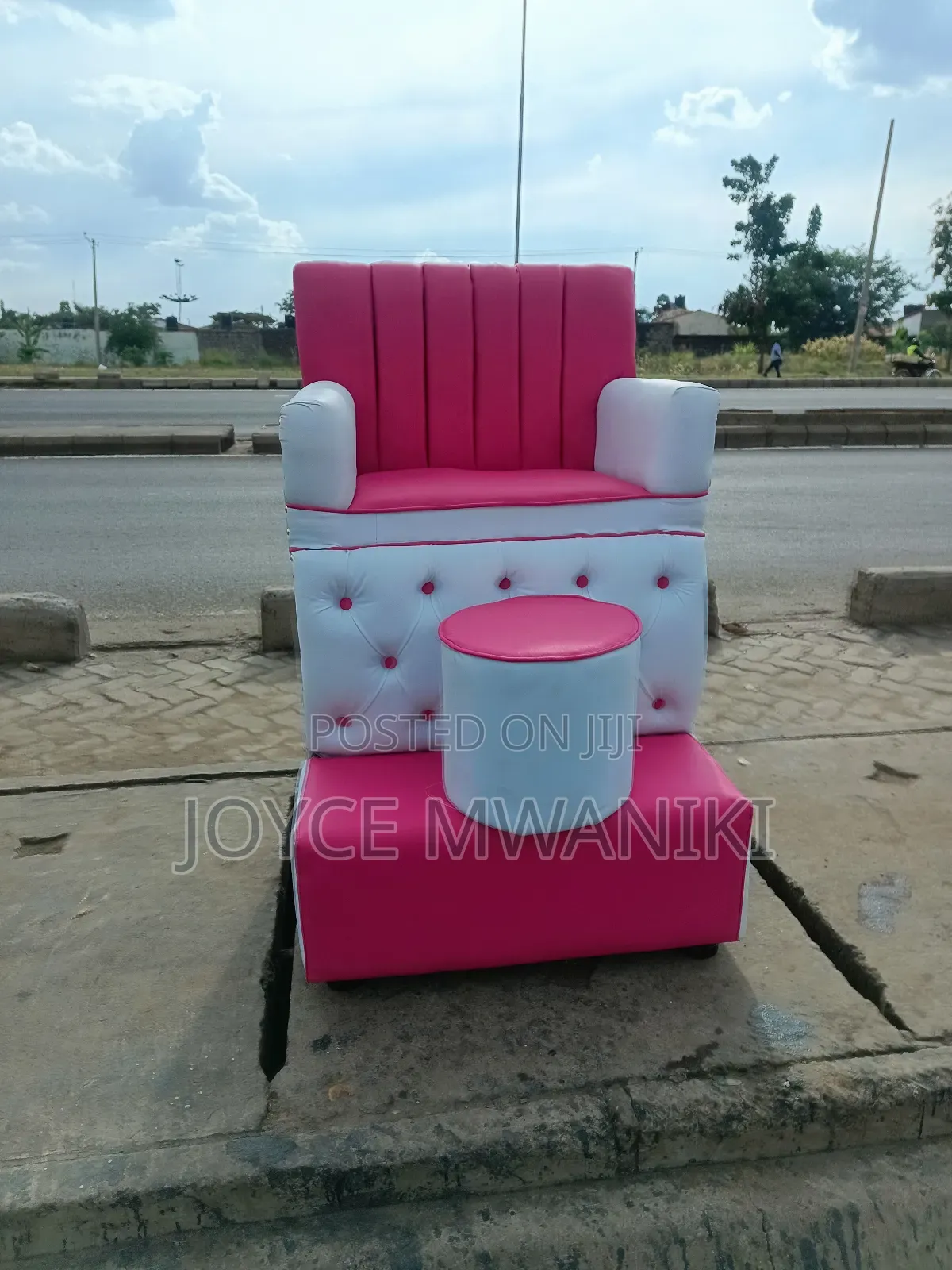 Pedicure Seat Single, Pink and White 