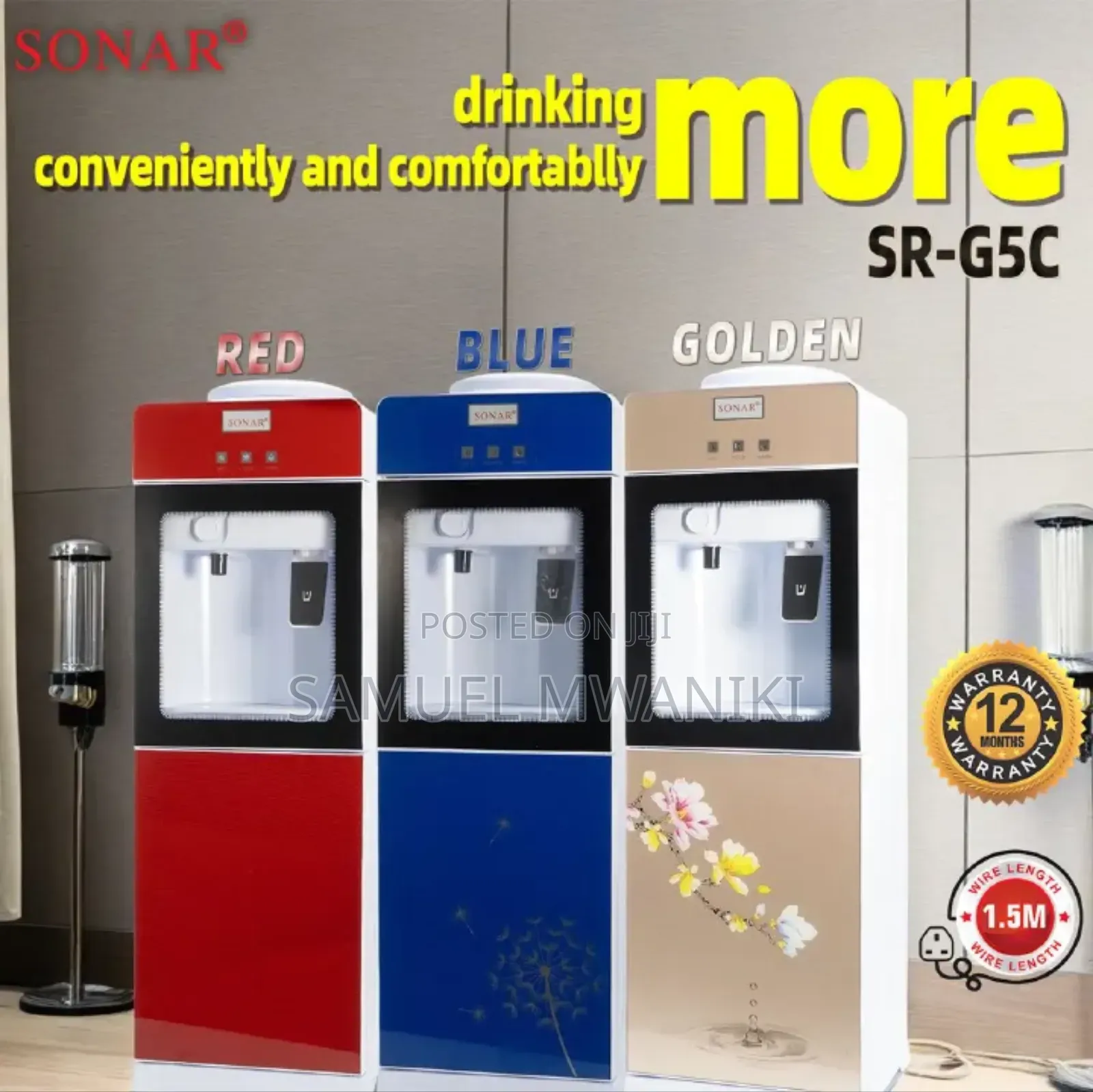 Sonar Three Taps Water Dispenser Hot, Normal and Cold