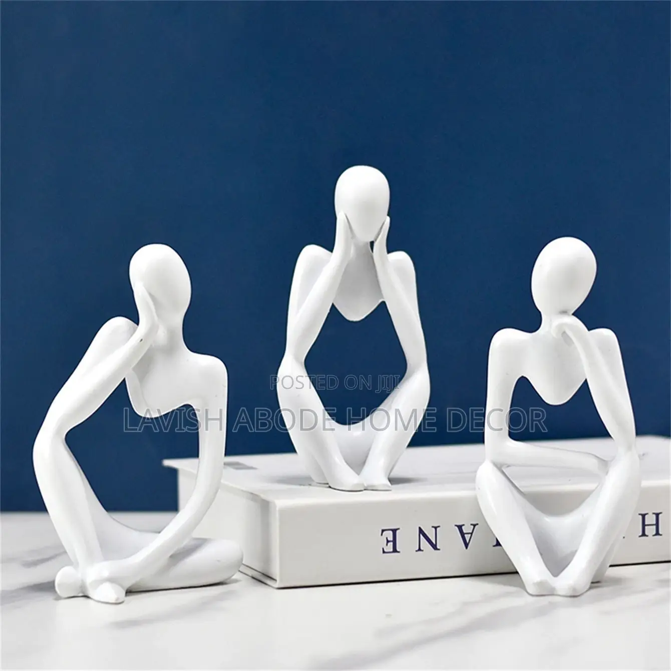 White Thinking Man Statue Decor