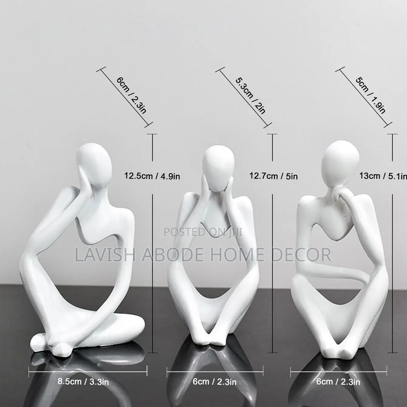 White Thinking Man Statue Decor