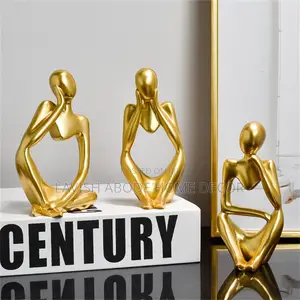 Gold Thinking Man Statues Decor