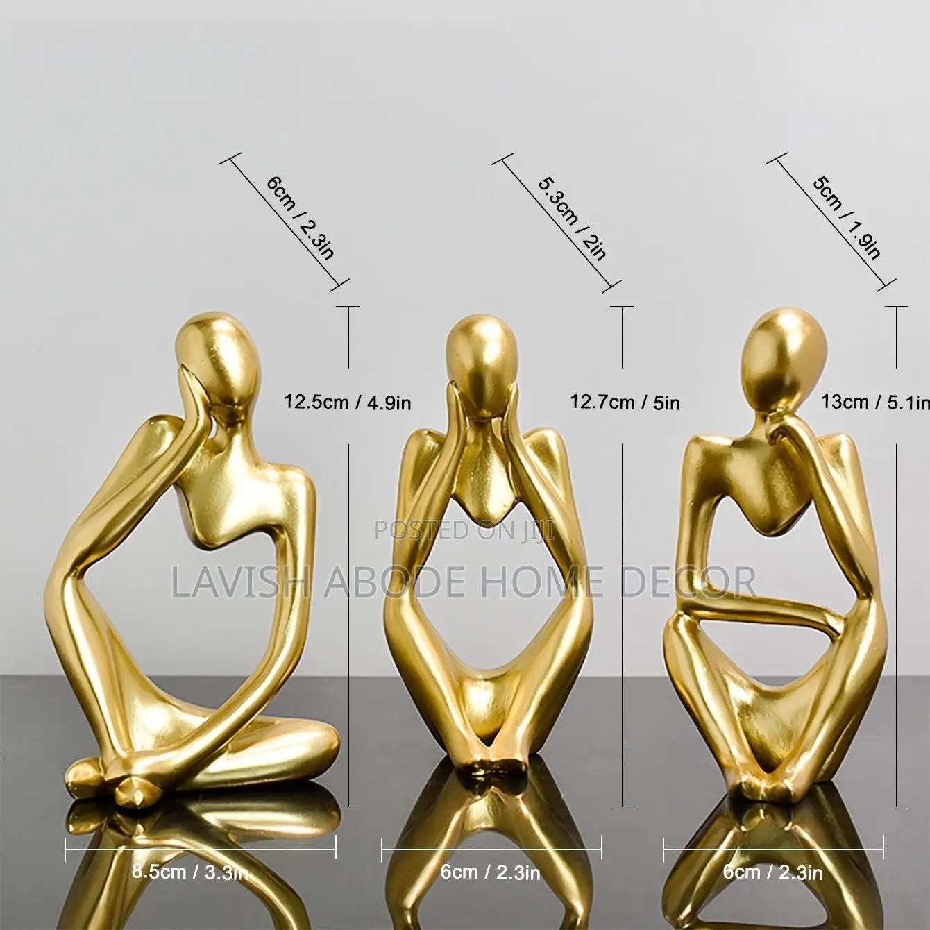 Gold Thinking Man Statues Decor