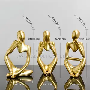 Gold Thinking Man Statues Decor