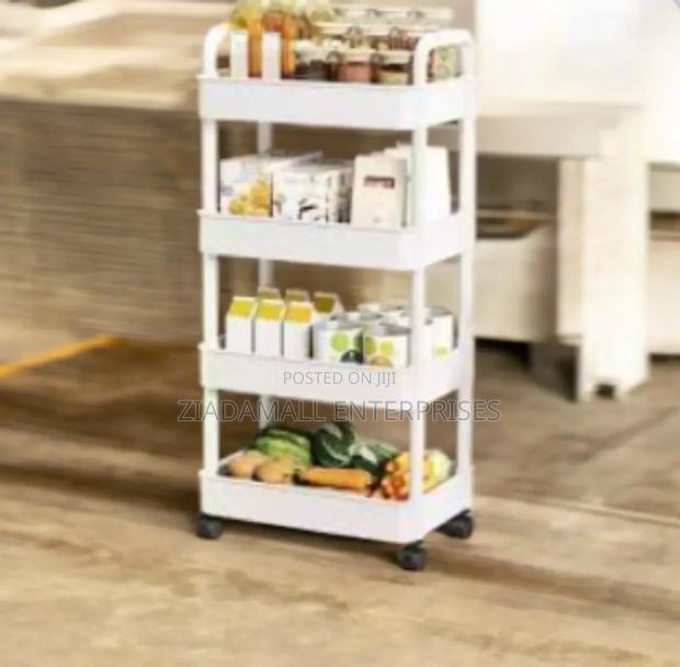 Compact 4-Shelf Storage Trolley With Handle Casters