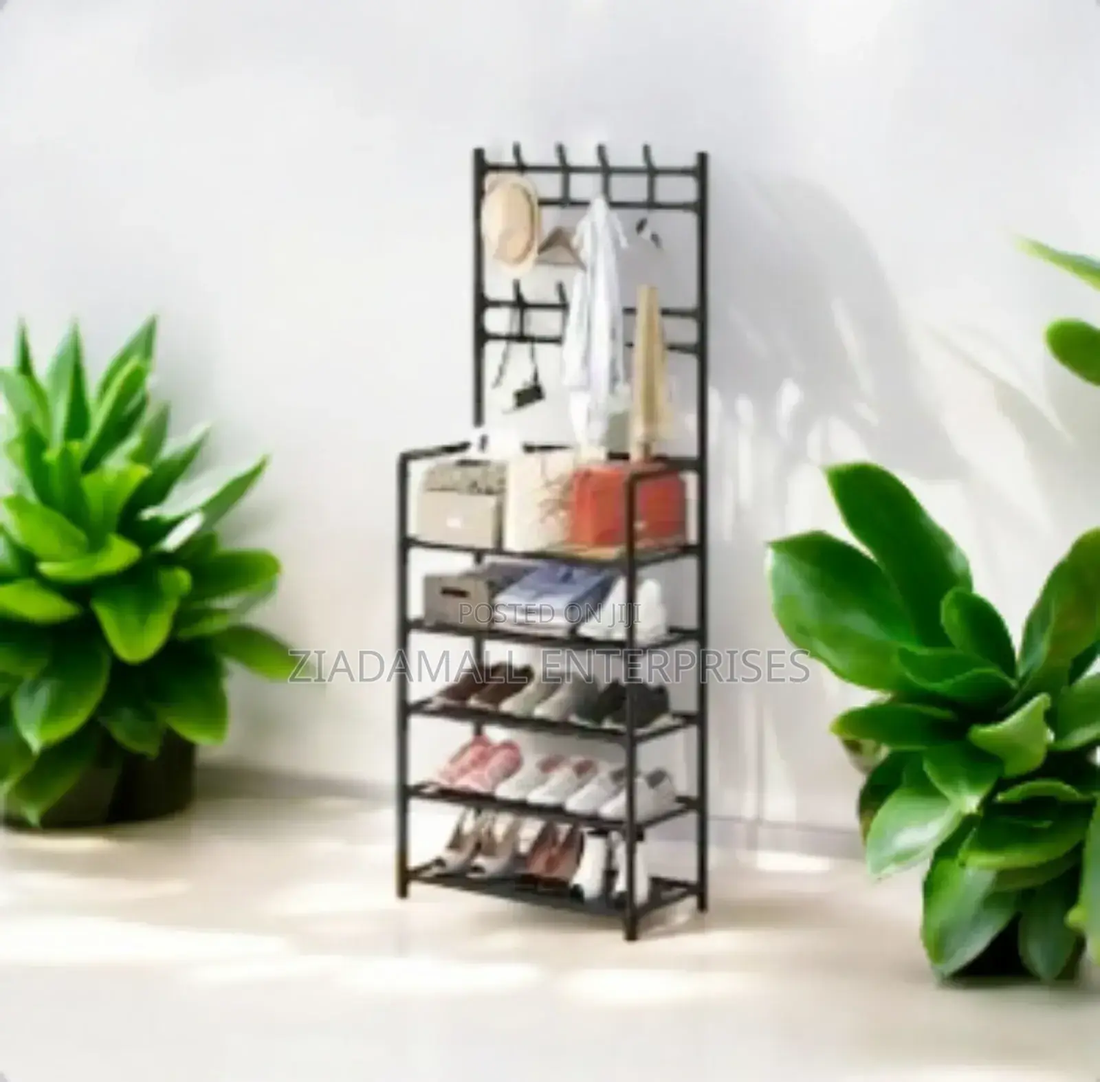5-Tier Shoe Rack With Coat Hat Hooks