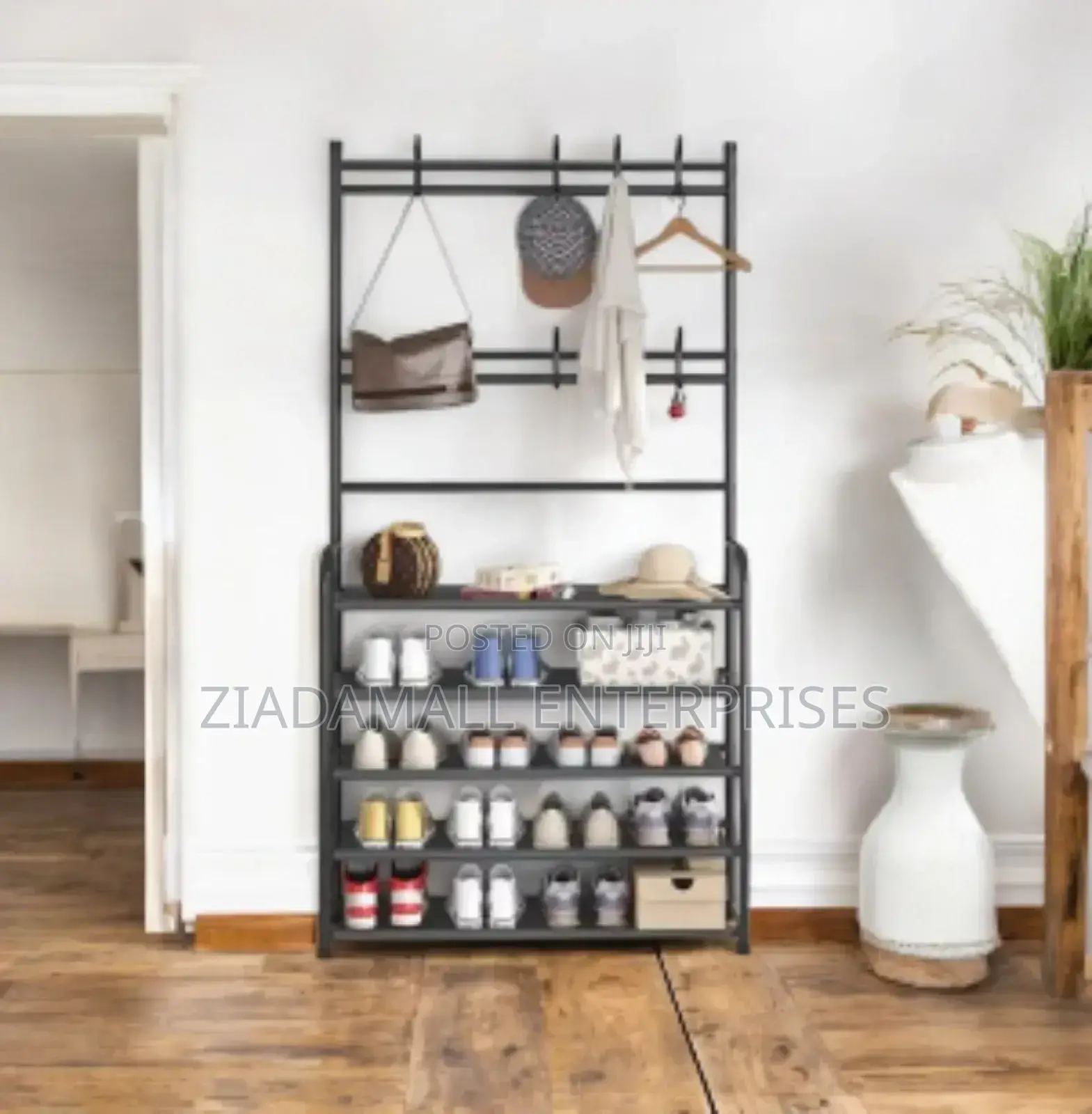 Freestanding Shoe Clothing Rack With 5 Shelves