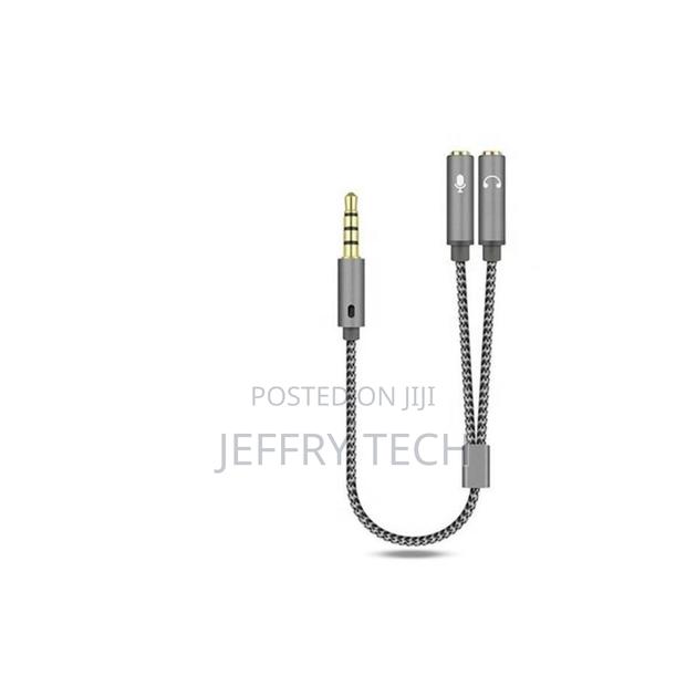 3.5mm Male to 2 Female Audio Jack Headset Microphone Splitte