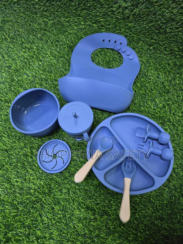 Blue Silicone Feeding Set for Kids - main view