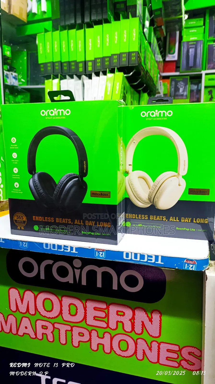 Oraimo Boompop Lite Wireless Bluetooth Headphones 65hr