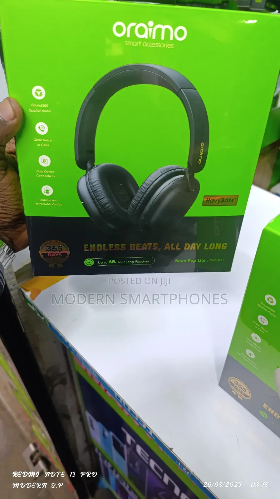 Oraimo Boompop Lite Wireless Bluetooth Headphones 65hr