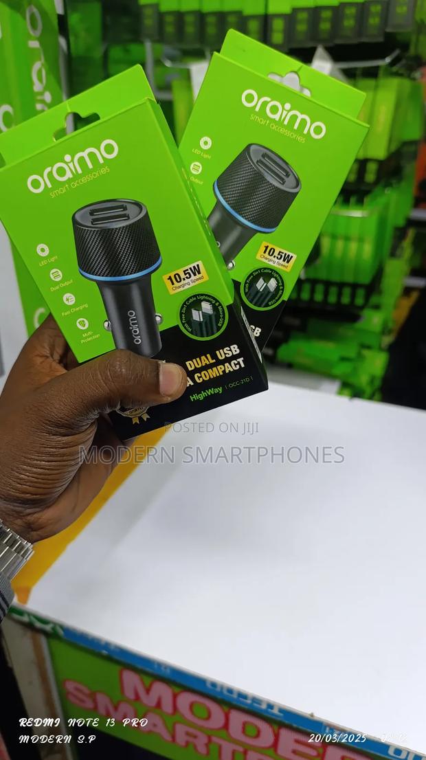 Oraimo Highway Dual Usb 10.5w Car Charger With Cable - thumbnail 3