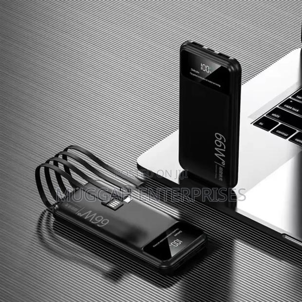 20,000 Mah Slim Fast Charging Power Bank With Cables