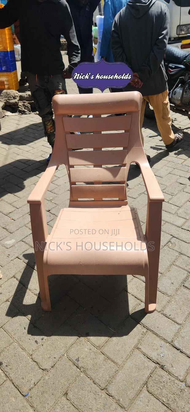 Pale Brown Plastic Chair With High Backrest - main view