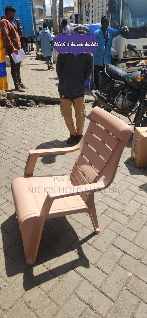 Pale Brown Plastic Chair With High Backrest - thumbnail 2
