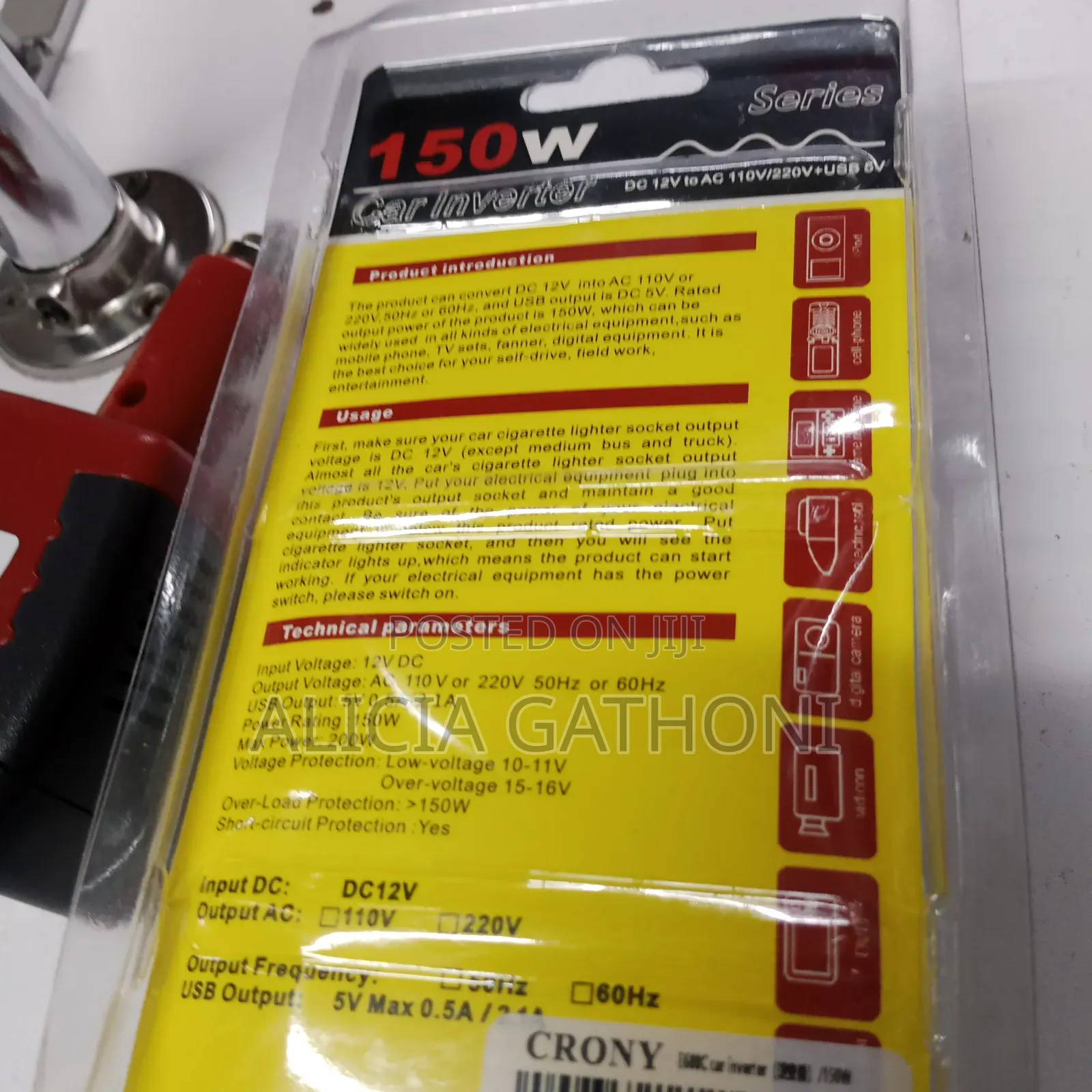 Car Inverter Dc 12v to Ac 110v/220v+Usb 5v