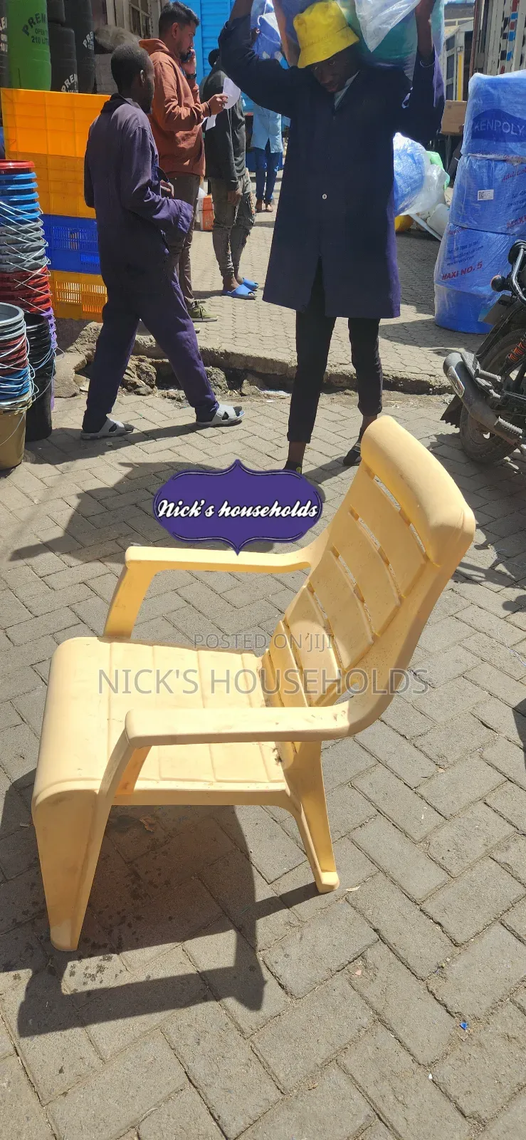 Cream Plastic Chairs With Slanting Backrest