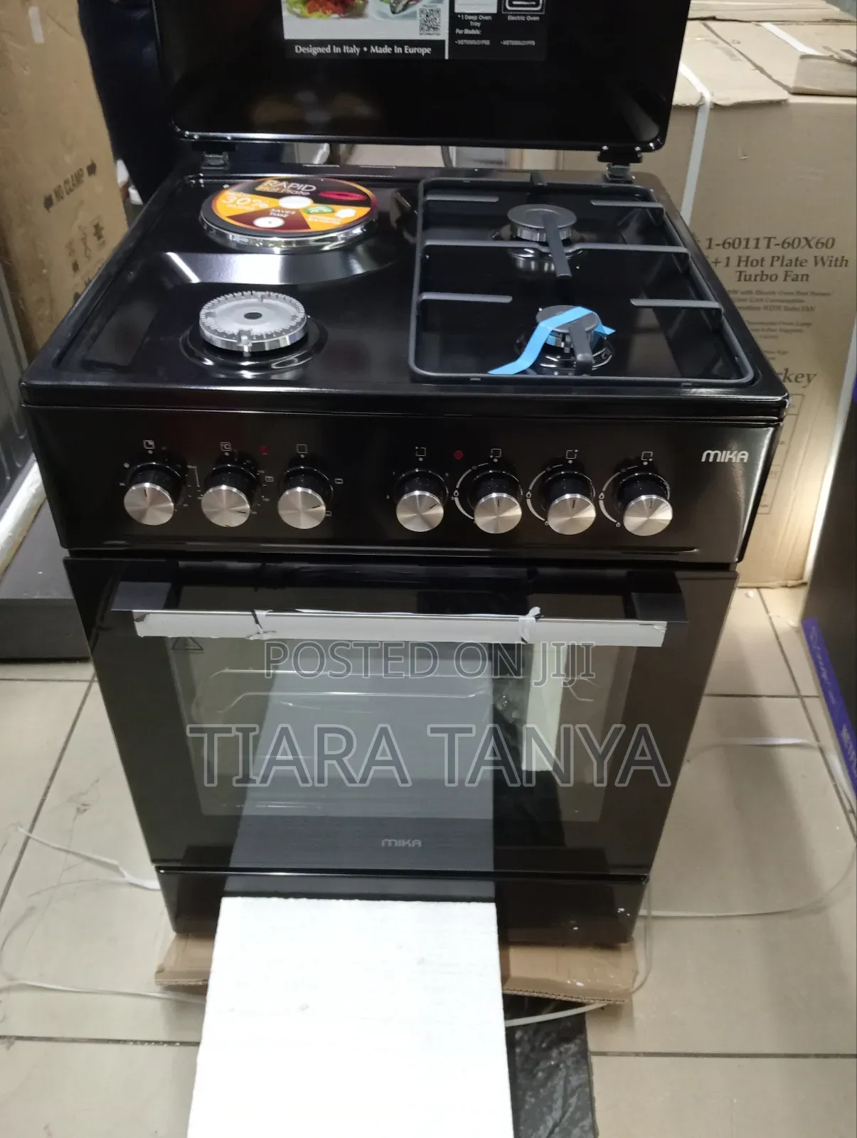 Mika 60 by 60 3gas and 1 Electric Cooker Black