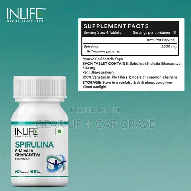 Inlife Spirulina Supplement | 500mg | 60 Tablets - thumbnail 3