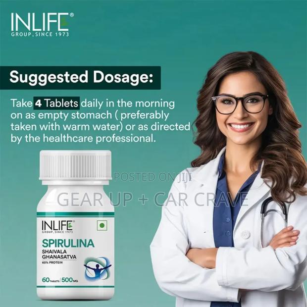 Inlife Spirulina Supplement | 500mg | 60 Tablets - thumbnail 4