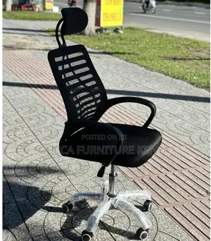 Office Chairs: Headrest Office Chair in Black Swivel