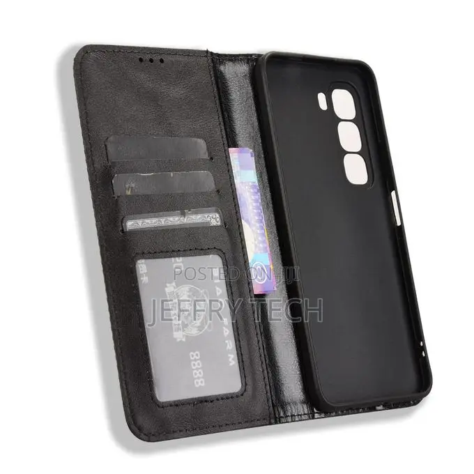 For Infinix Hot 50 Pro Plus 4gleather Case Flip Cover Black