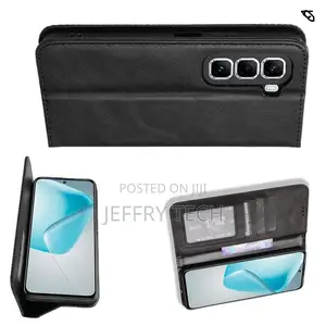 For Infinix Hot 50 Pro Plus 4gleather Case Flip Cover Black