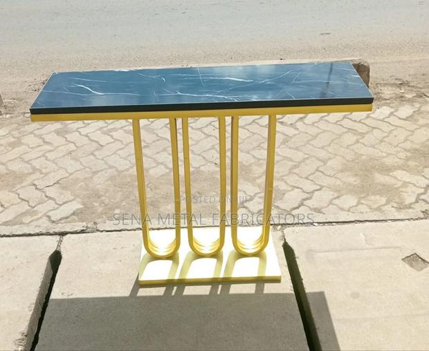 Glam Console Tables With Marble Look Top. - thumbnail 2