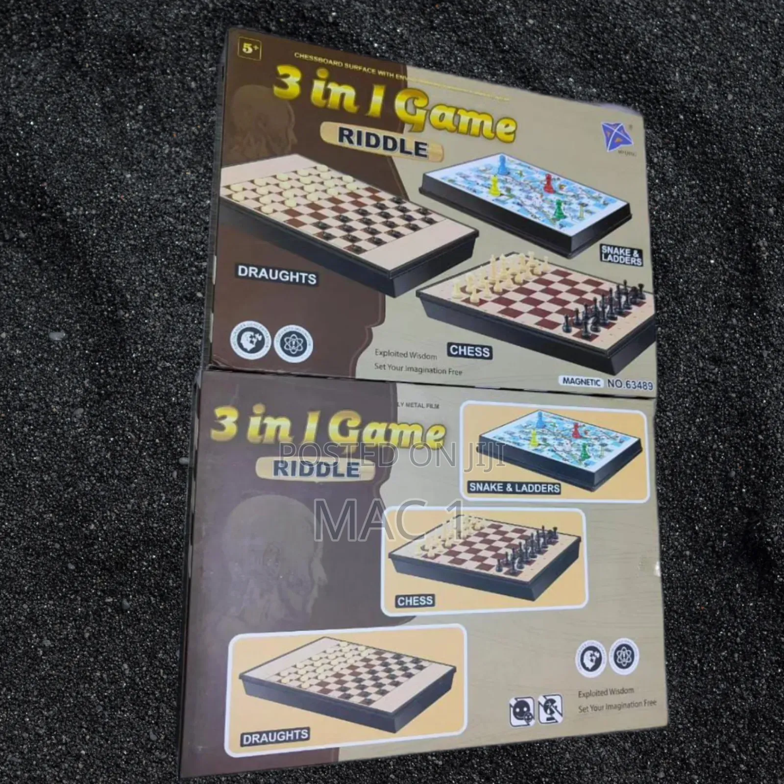 3 in 1 Game 
 Chess, Snake and Ladder and Draughts