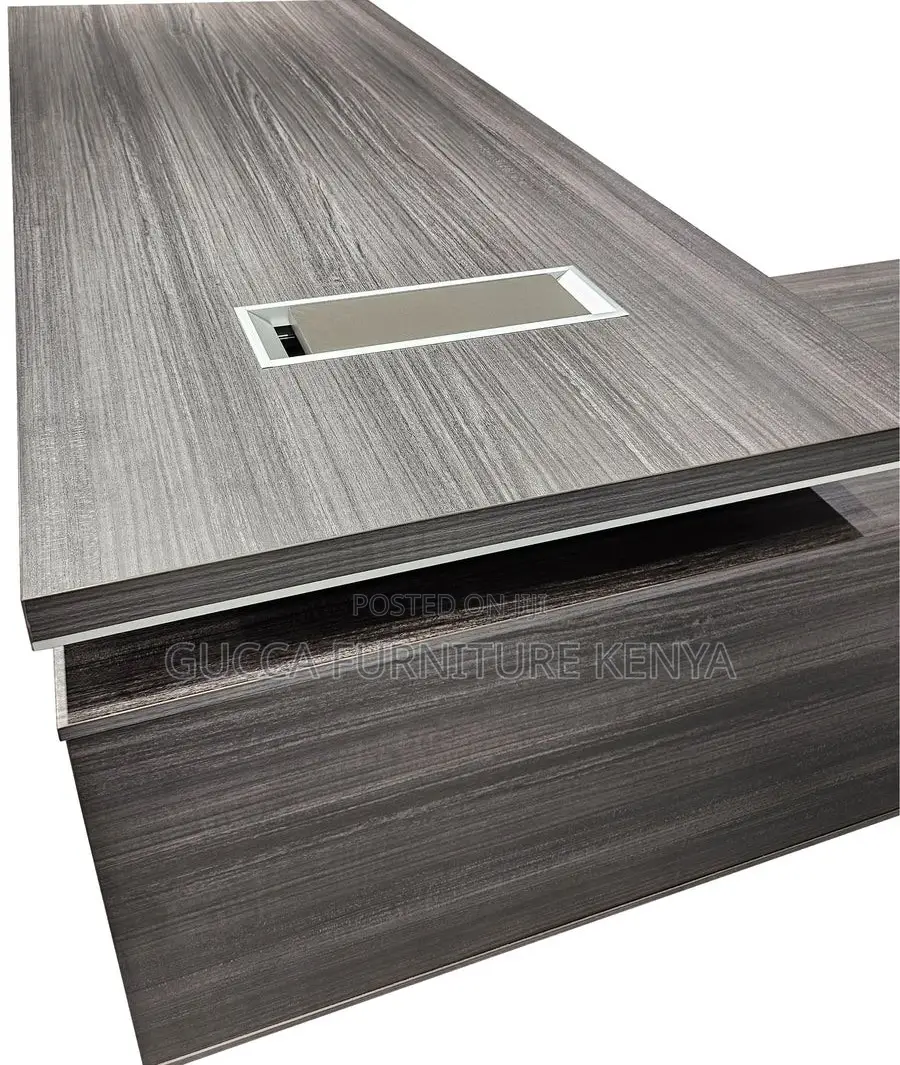 Office Tables:Stylish Grey Oak Veneer Executive Office Desk