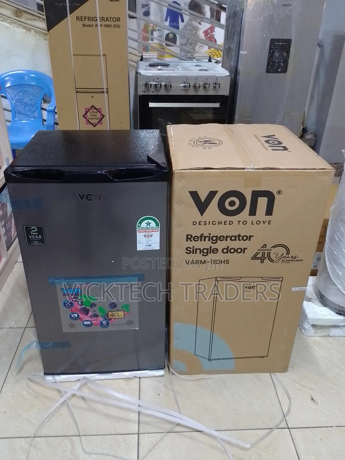 Fridge!Von 90 Litres Single Door Refrigerator, Dark Silver