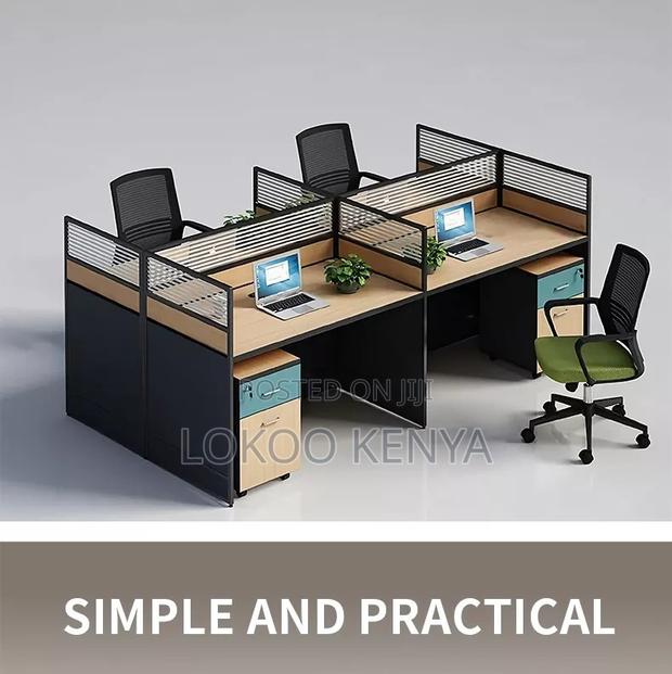 Office Desk: 4- Way Modern Office Workstation - thumbnail 4