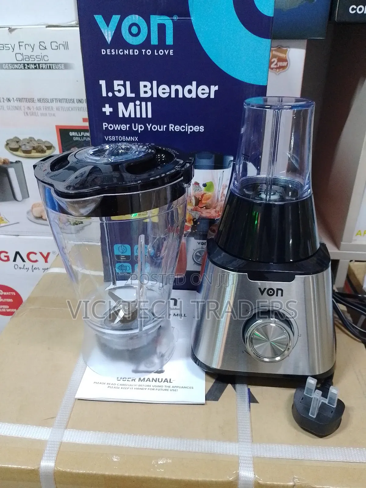 Blender!Von 1.5l,2 in 1 Blender+ Mill With 1yr Warranty