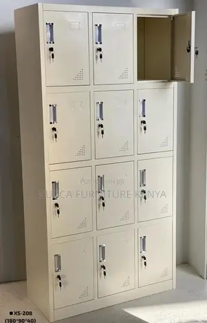 Cabinets:12-Door Iron Locker Cupboard Office Storage Unit