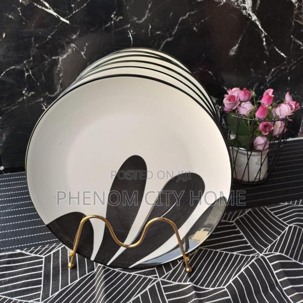 White With Black Dinner Plates Available