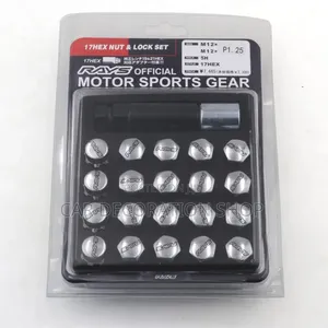 Nissan 20pcs Block Flat Silver Rim Rays Nut