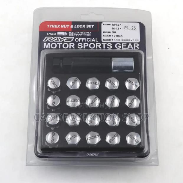 Nissan 20pcs Block Flat Silver Rim Rays Nut