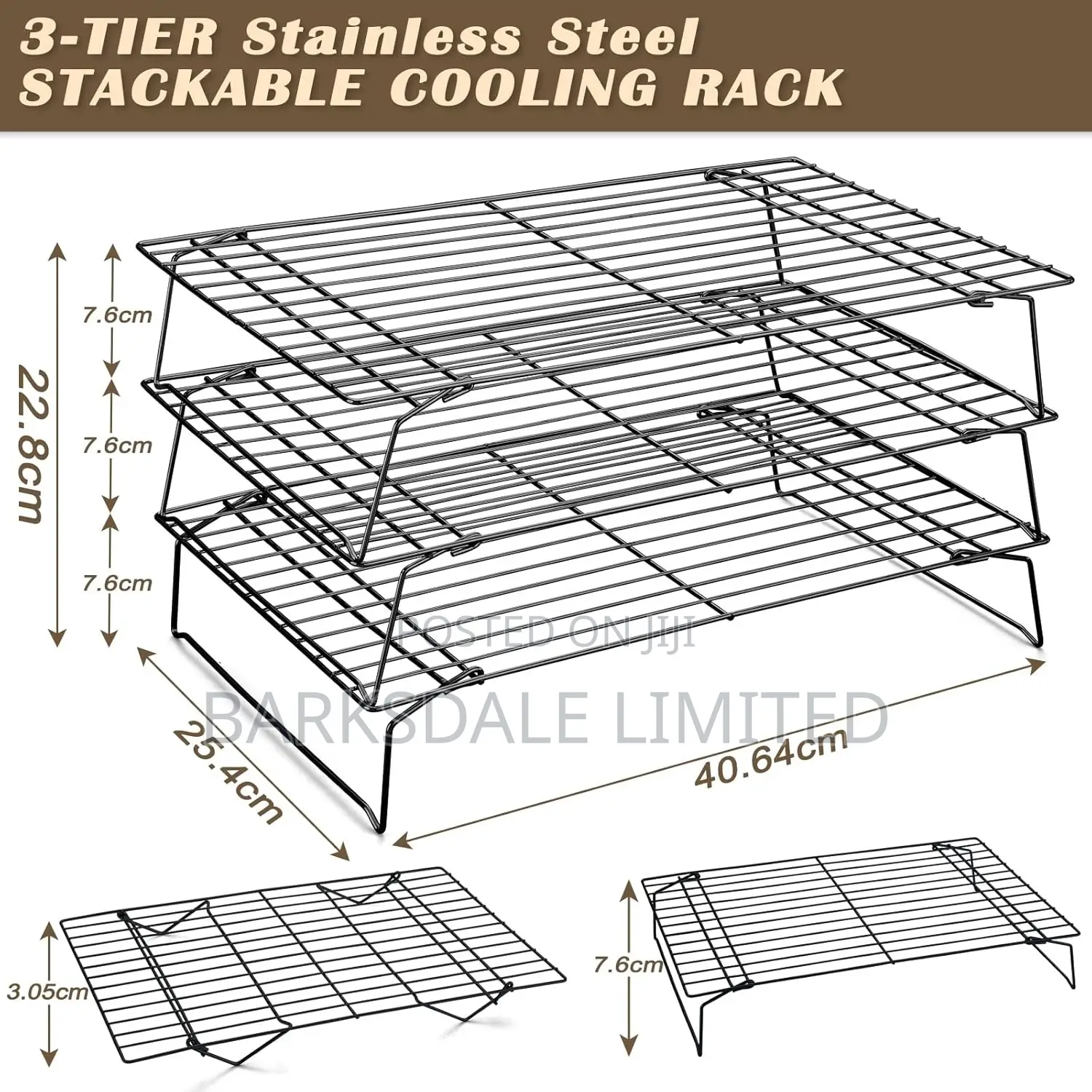 3 Pieces Stackable Cooling Rack Set, 16 X 10 Inch