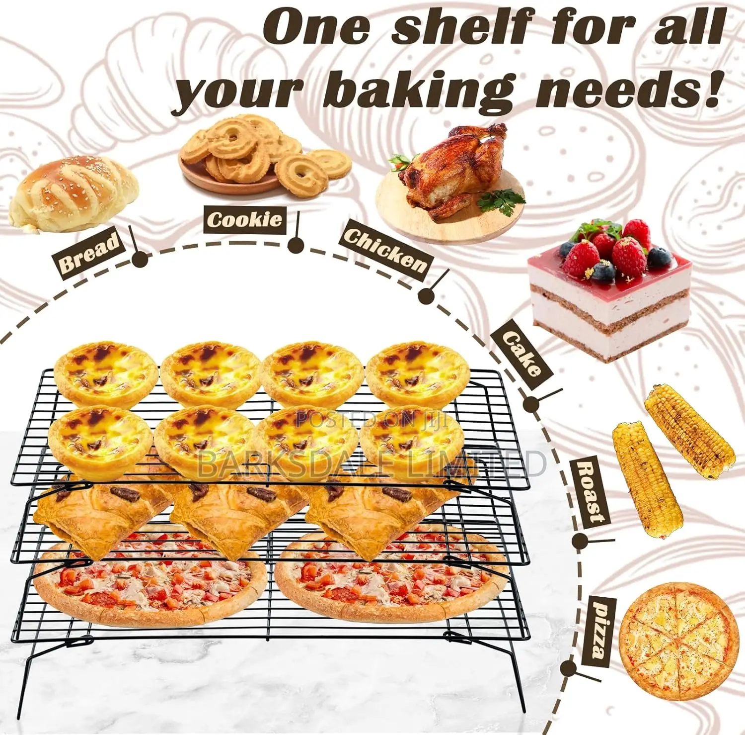 3 Pieces Stackable Cooling Rack Set, 16 X 10 Inch
