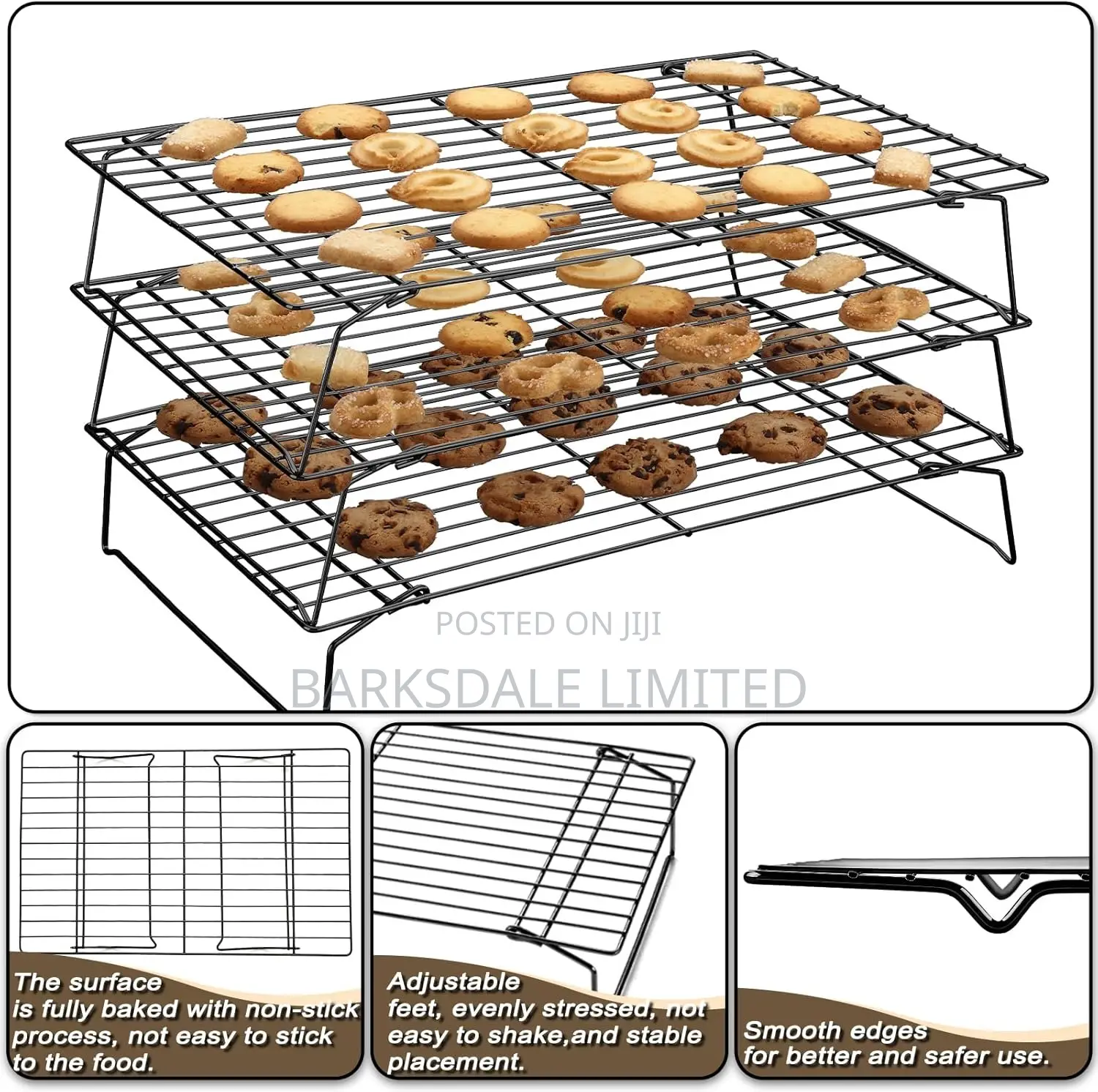 3 Pieces Stackable Cooling Rack Set, 16 X 10 Inch